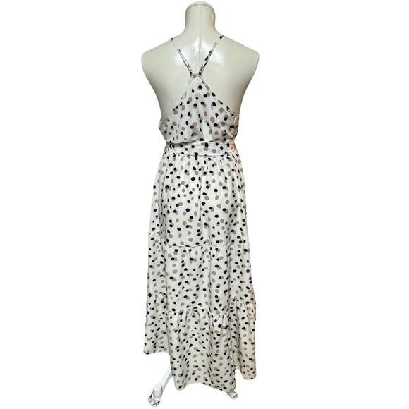 Ivory polka dot sleeveless racerback tiered ruffle hem maxi dress NWT size S - Picture 4 of 8